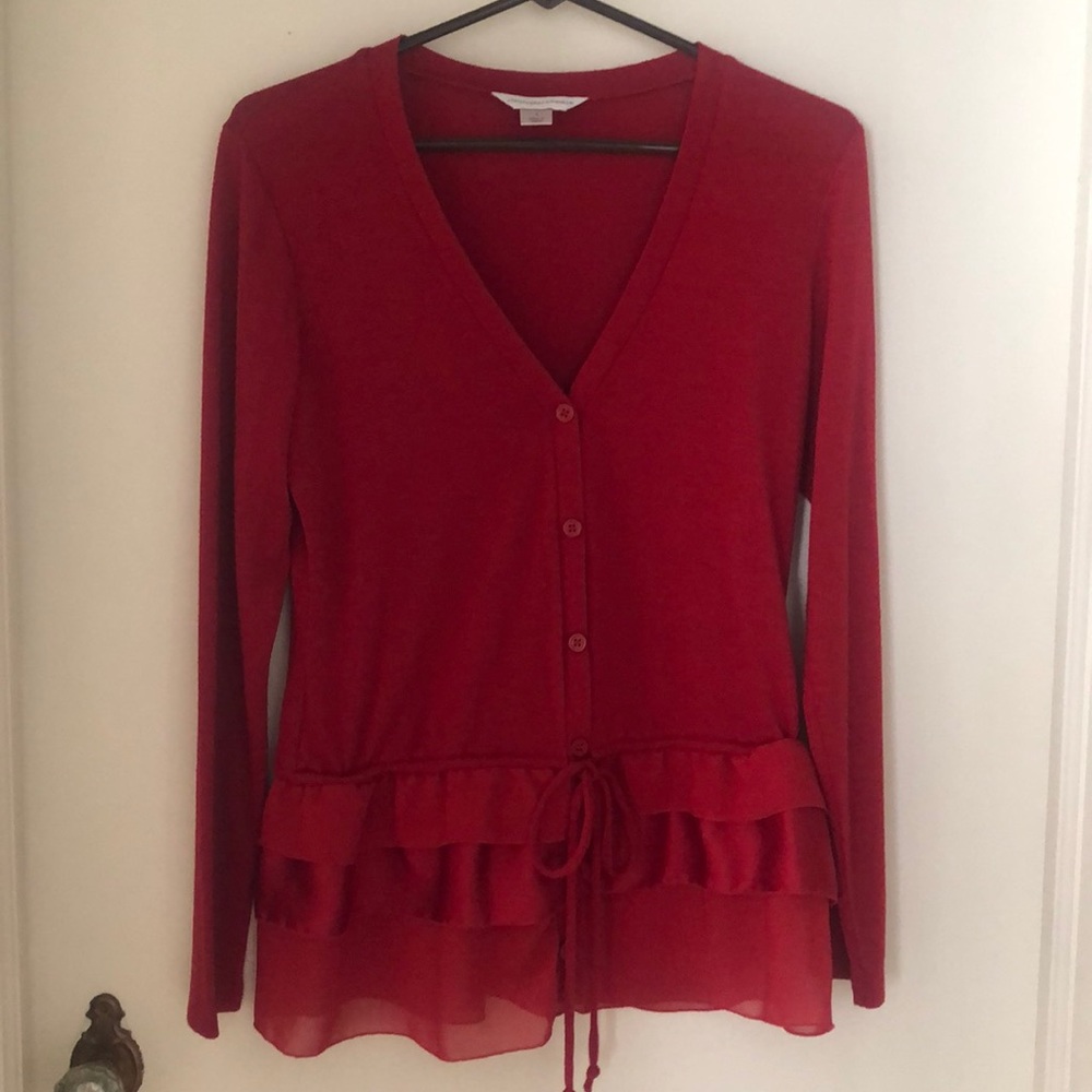 Red cardigan